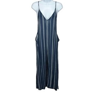 Brickyard Buffalo Jumpsuit‎ Navy Blue w/ White Boho Design Women’s Medium